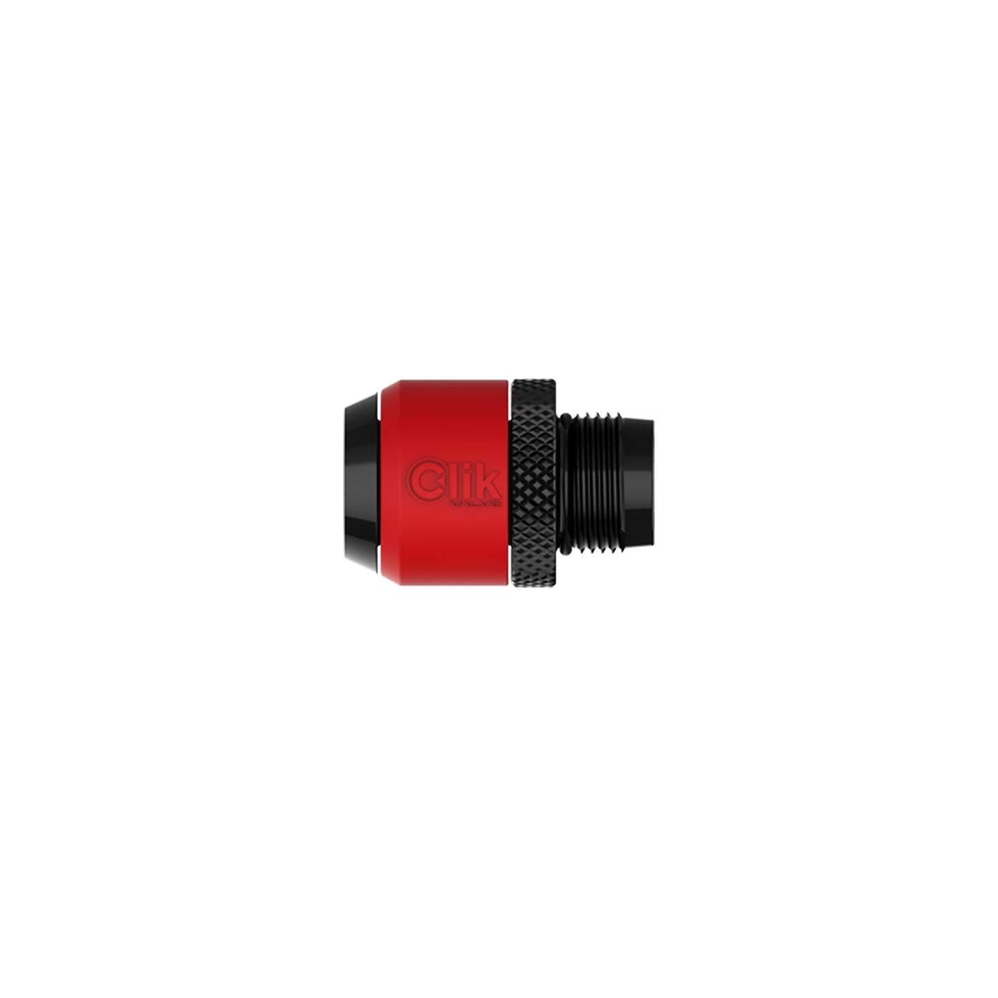 Lezyne Clik™ chuckpumpadapter i röd cylinder med svart gängad anslutning.