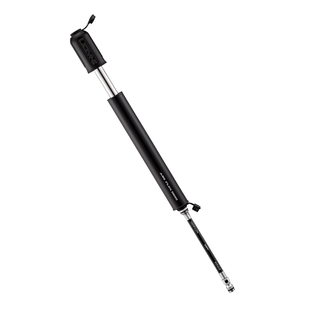 Lezyne handpump HV Drive, svart och silver, smal cykelpump med ventilhuvud