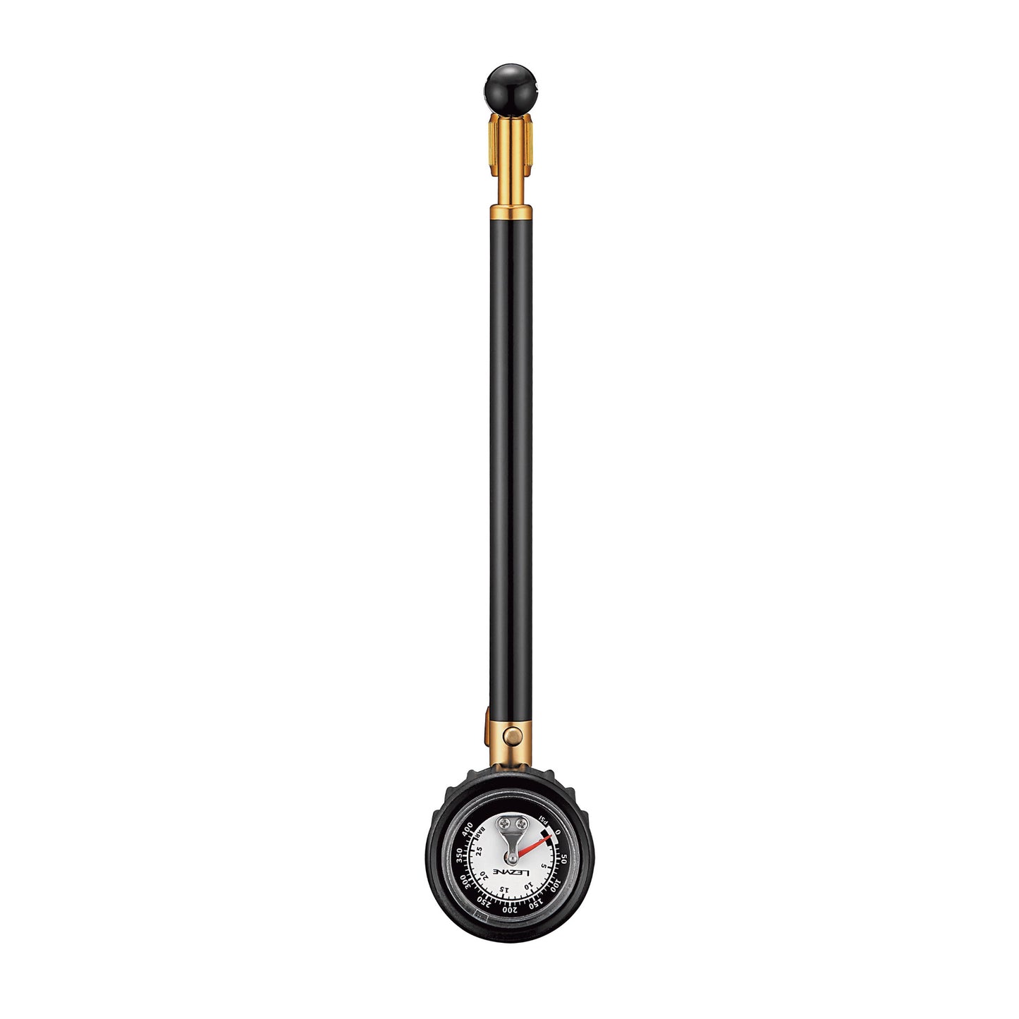 Shock Drive-pump för gaffel/dämpare, smal svart cylinder med manometer i botten