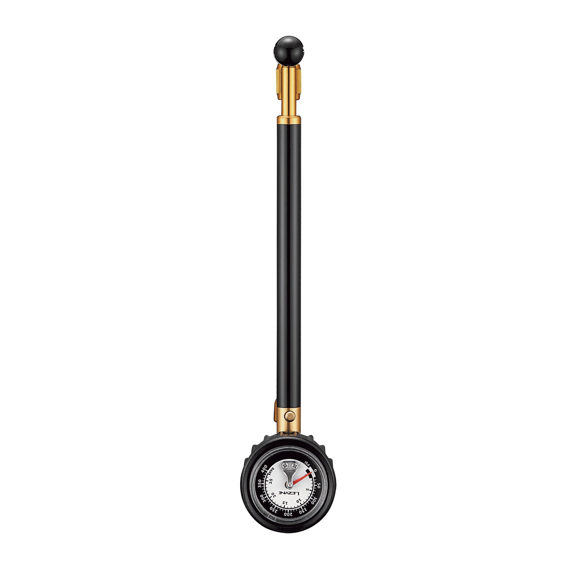 Shock Drive-pump för gaffel/dämpare, smal svart cylinder med manometer i botten