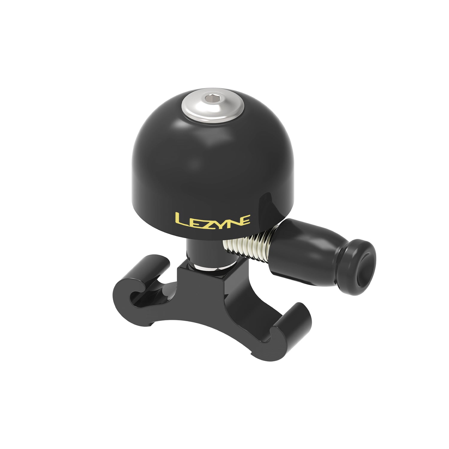 Ringklocka Lezyne Classic med svart kåpa och montering för cykelstyre