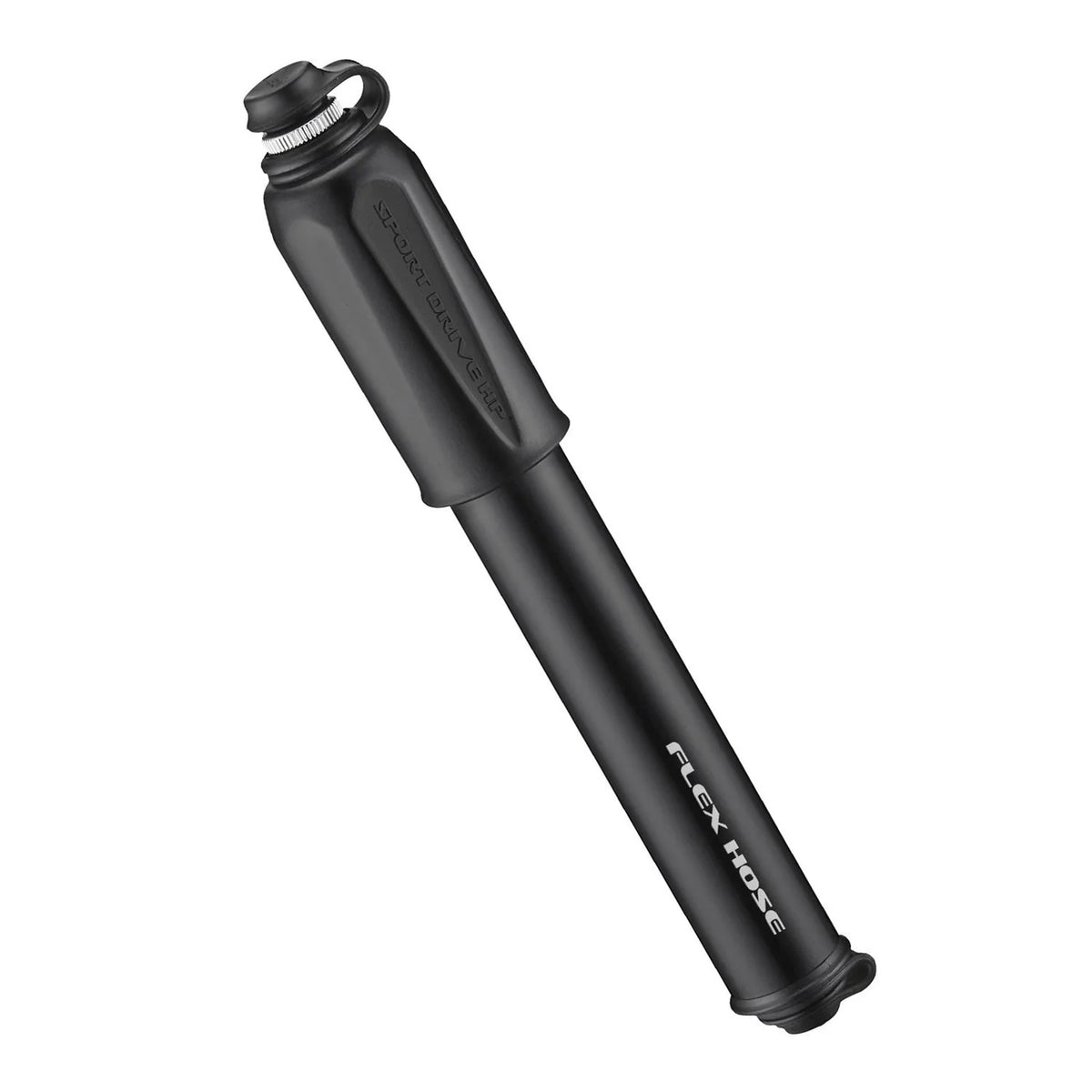 Svart minipump för cykel med påskrift "LEZYNE"