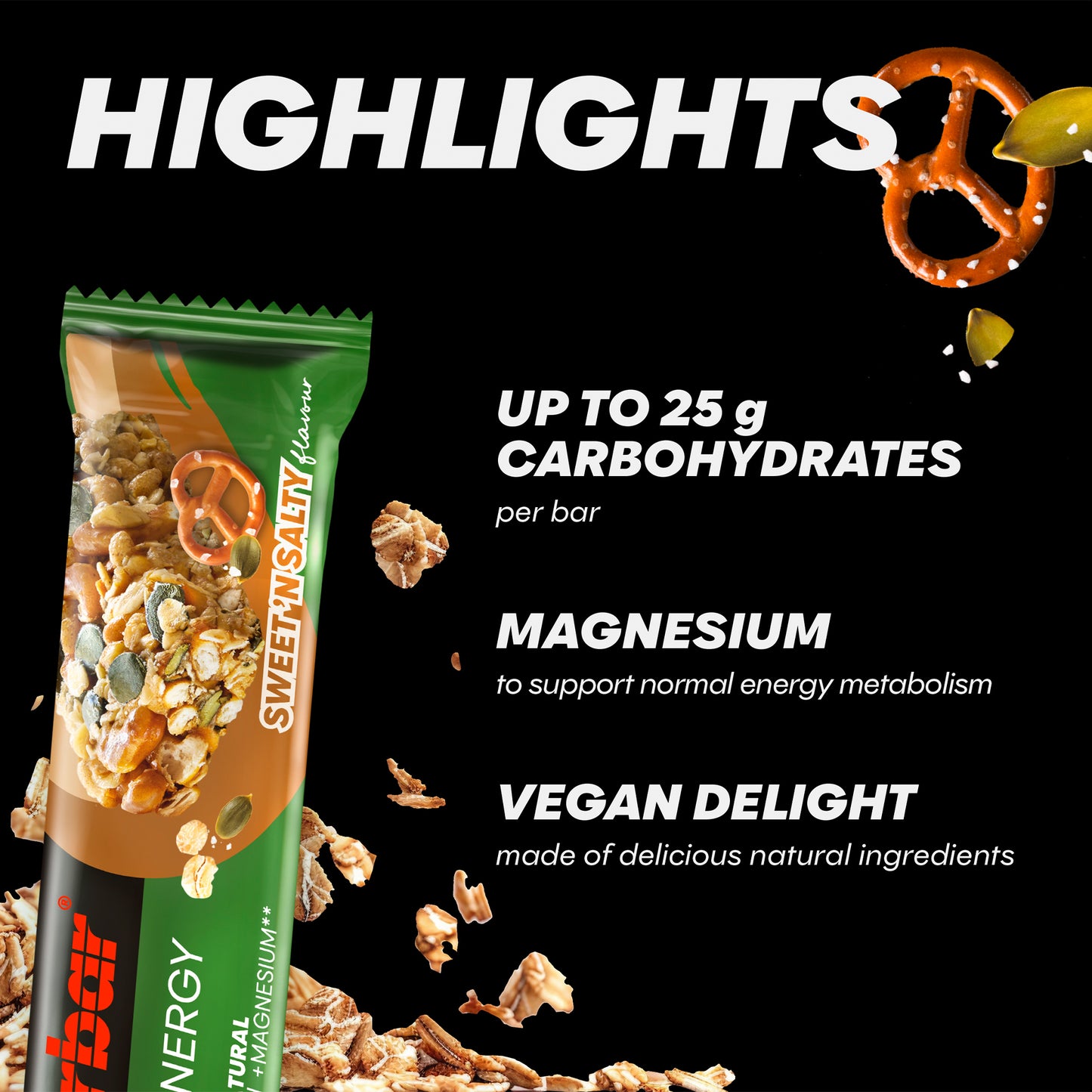 Powerbar energibar Sweet’n Salty i förpackning med kolhydrater och magnesium