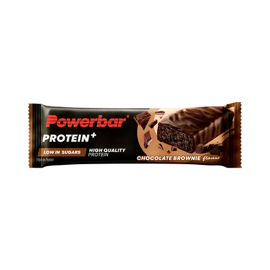 Powerbar Protein+ chokladbrownie-proteinbar i brunt omslag