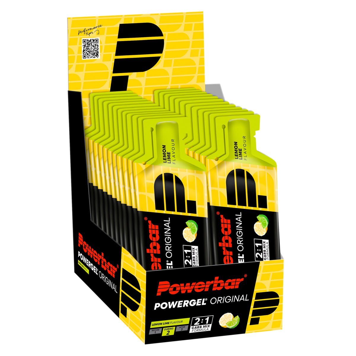 Powerbar PowerGel energigel i låda, citronskal och lime, originalsmak