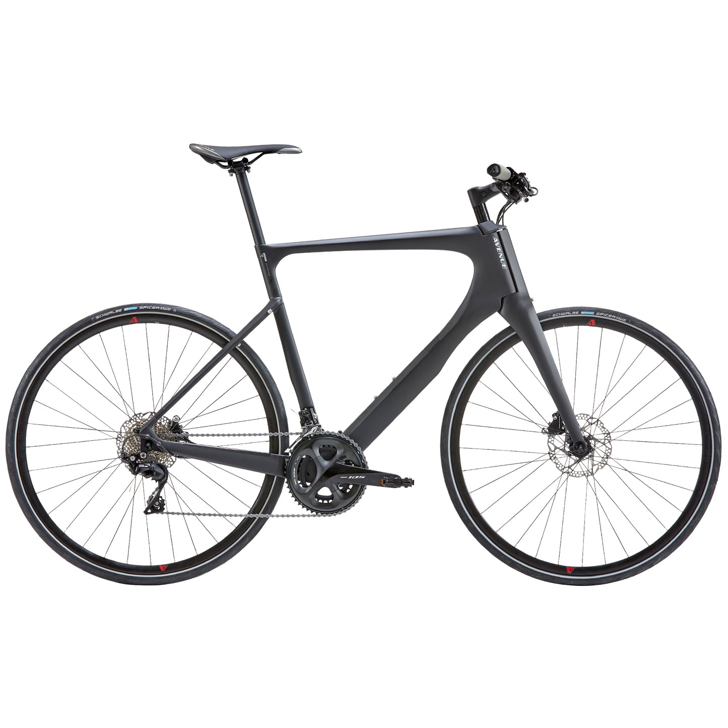 Cykel med svart ram och svart sadel, dropbar och kedjedrev