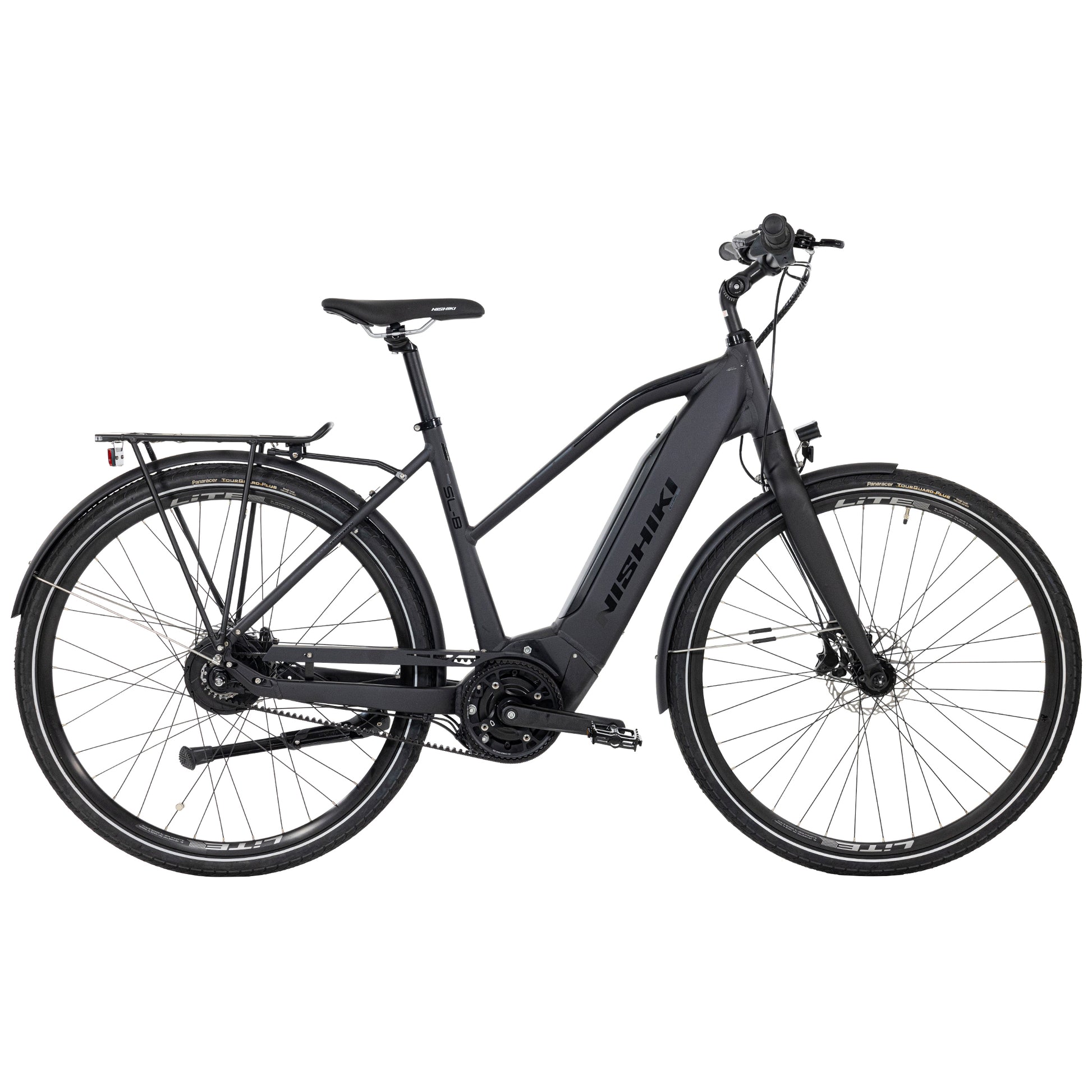 Nishiki Pro SLB elcykel mörkgrå med helram och framlyse.