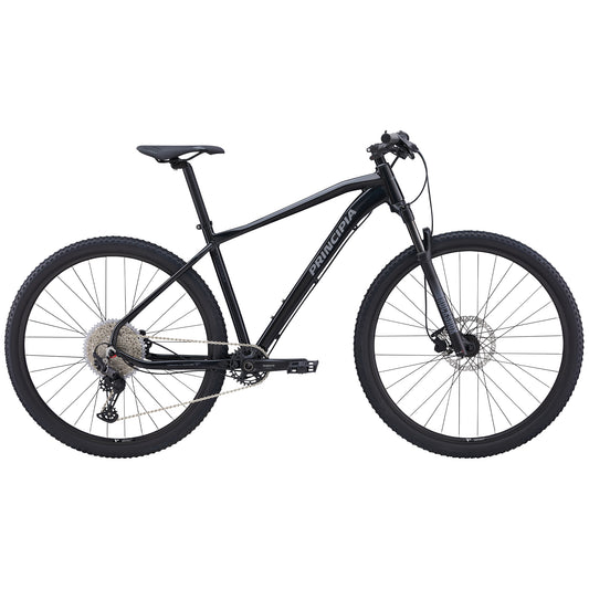 Principia Evoke-cykel A8.9 med svart ram och framfjädrad gaffel