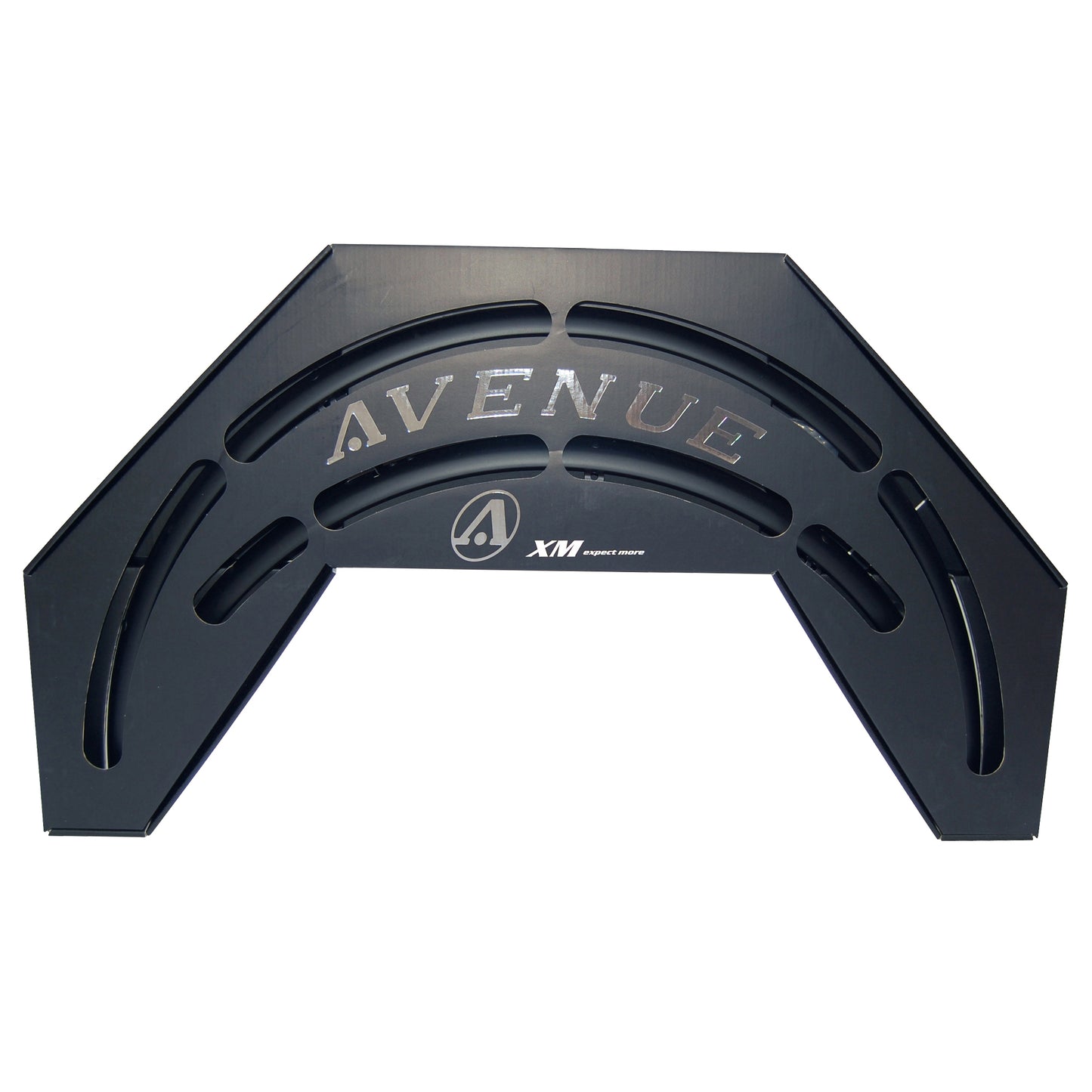 Avenue aluminium skärmset 38 mm i mörk svart med AVENUE-tryck
