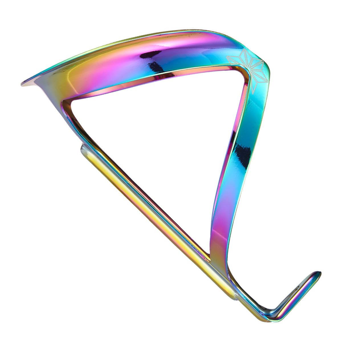 Anodiserad cykelflaskhållare i regnbågsfärgad oljeslick finish