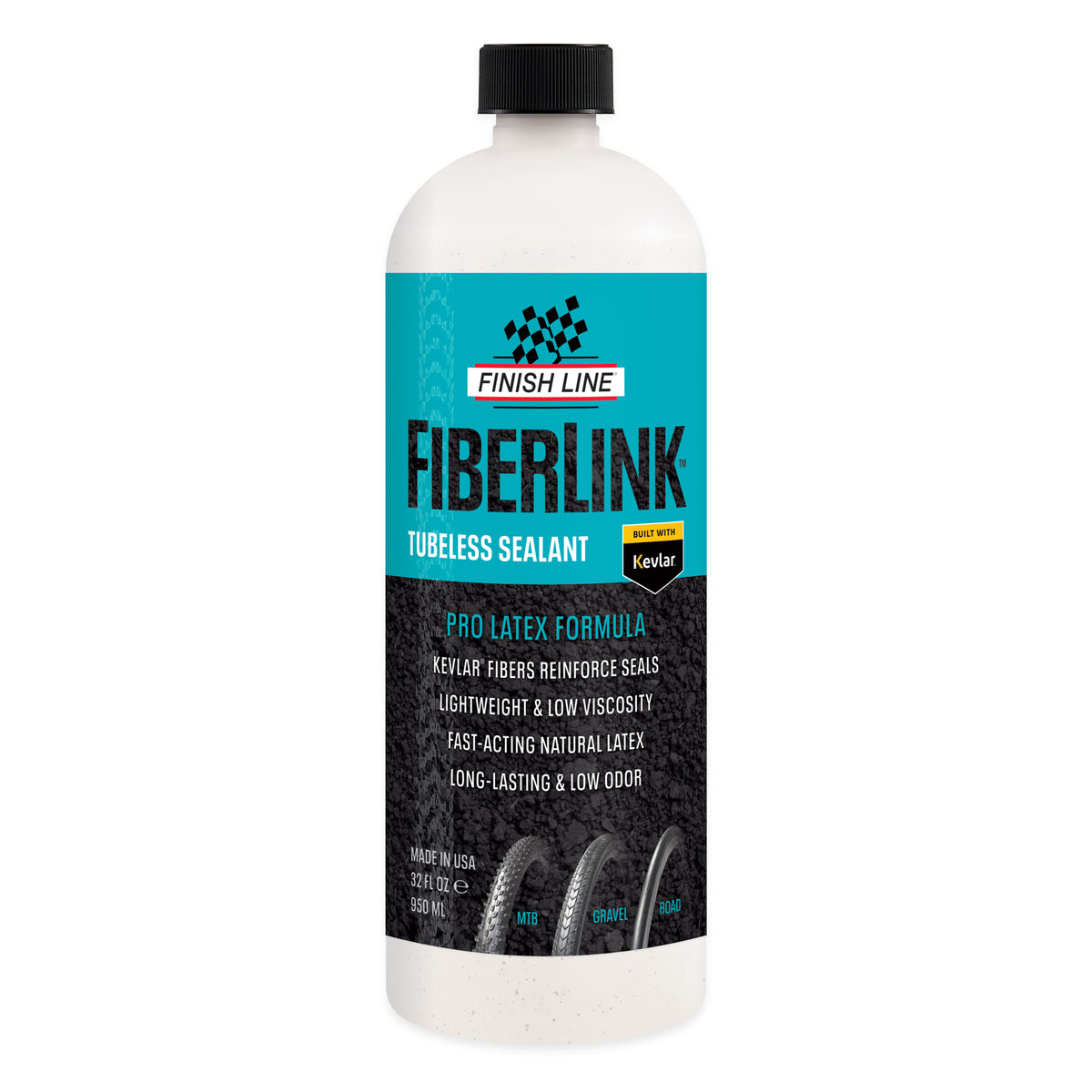 Finish Line Fiberlink tubeless tätmedel, flaska 946 ml, svart lock