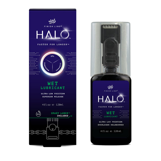 Finish Line HALO våtsmörjmedel i flaska och kartong, 120 ml