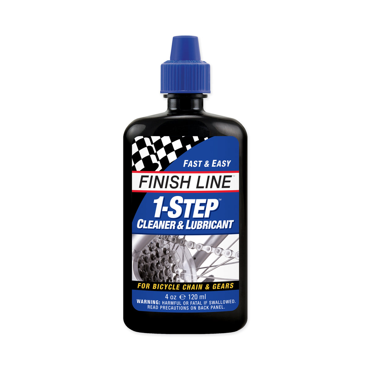 Finish Line 1-stegs smörj- och rengöringsolja 120 ml flaska med blå lock
