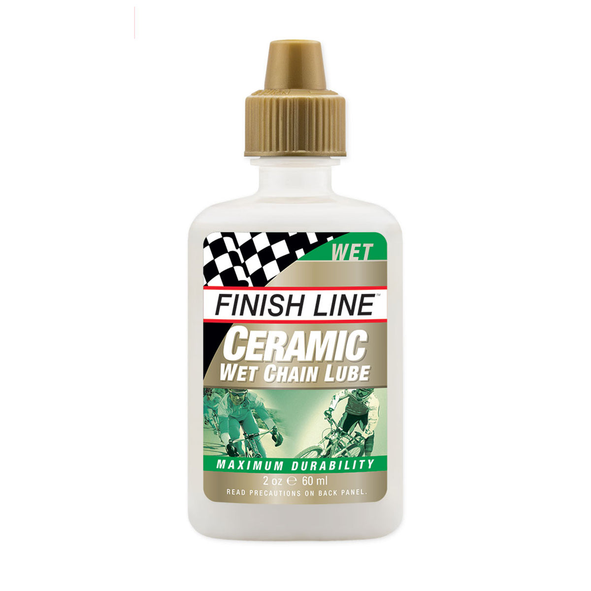 Finish Line ceramiskt kedjelube, våt smörjolja i 60 ml flaska med guldfärgat lock